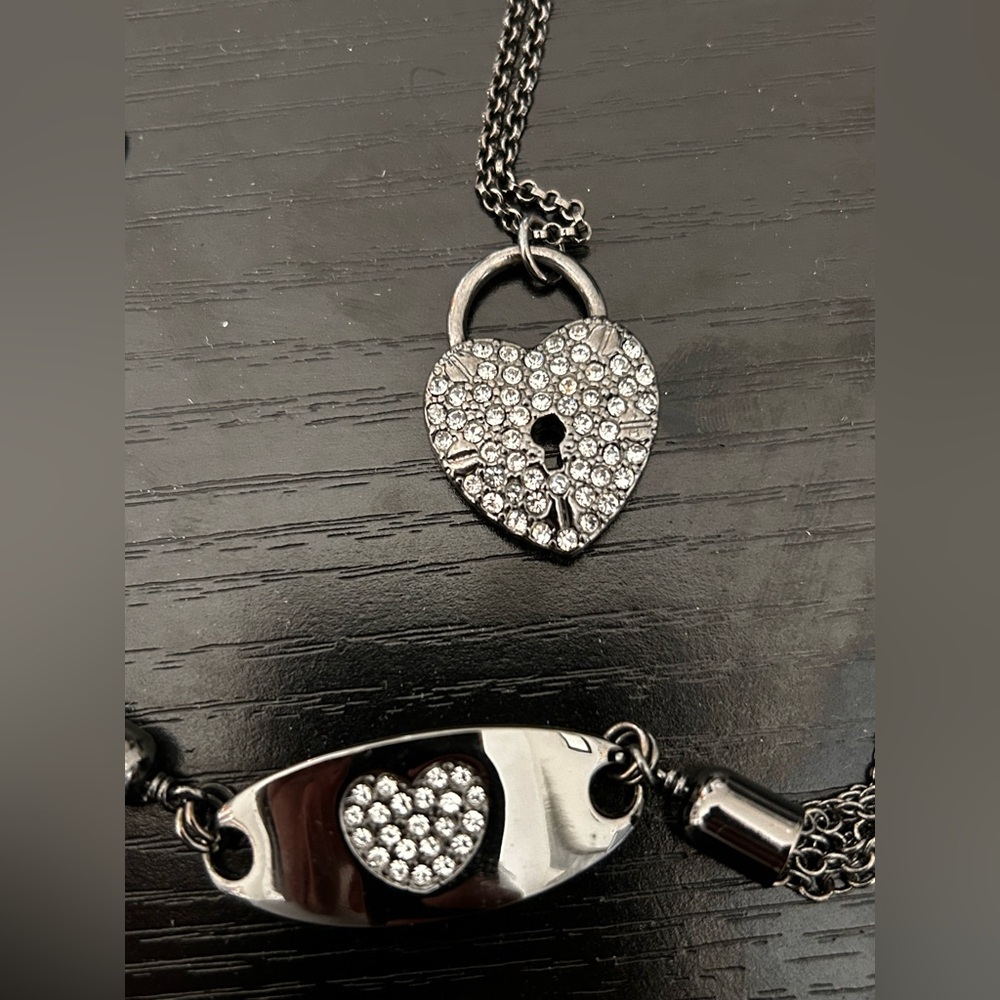 Betsy Johnson | Heart Lock Pendant Necklace and Bracelet Set